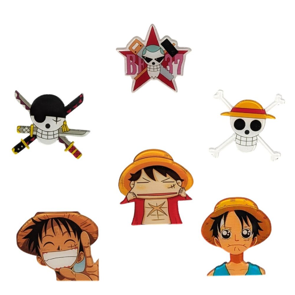 Kawaii One Piece Anime Acrylic Pins Set of 6 NEW
